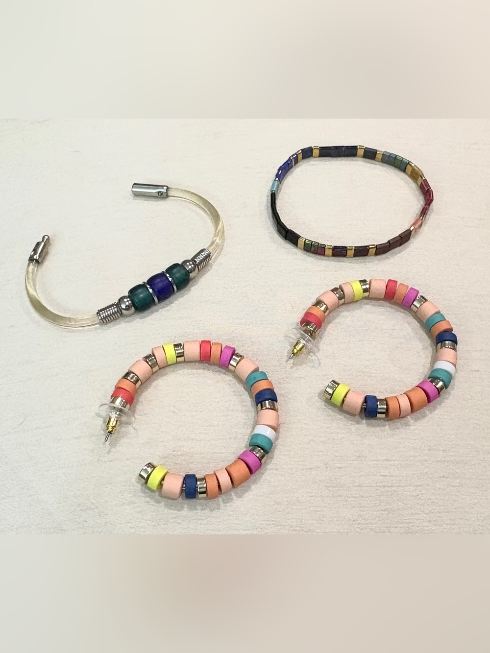 Multicolor Beaded Hoop Earrings - Women Jewelry